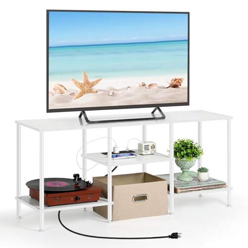 Black 50 inch TV Stand with Power Outlet and Storage O847