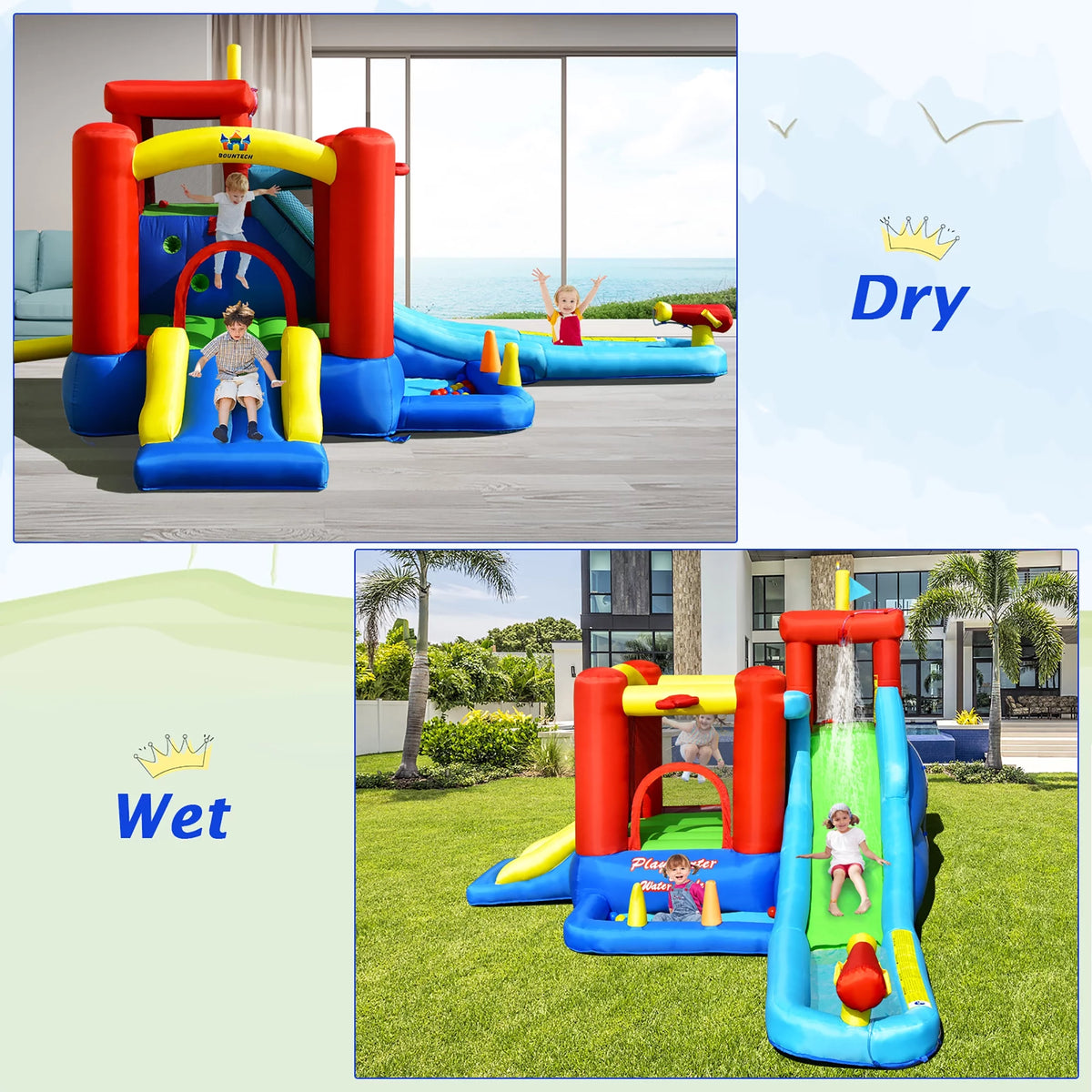 9-in-1 Inflatable Water Slide Bounce Castle Splash Pool Z1129