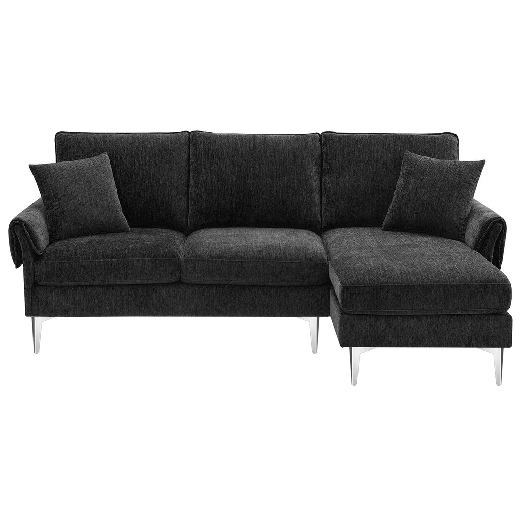84" L-Shaped Black Sofa with Reversible Chaise H71121