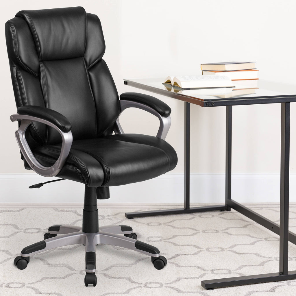 Black LeatherSoft Executive Swivel Office Chair Y319