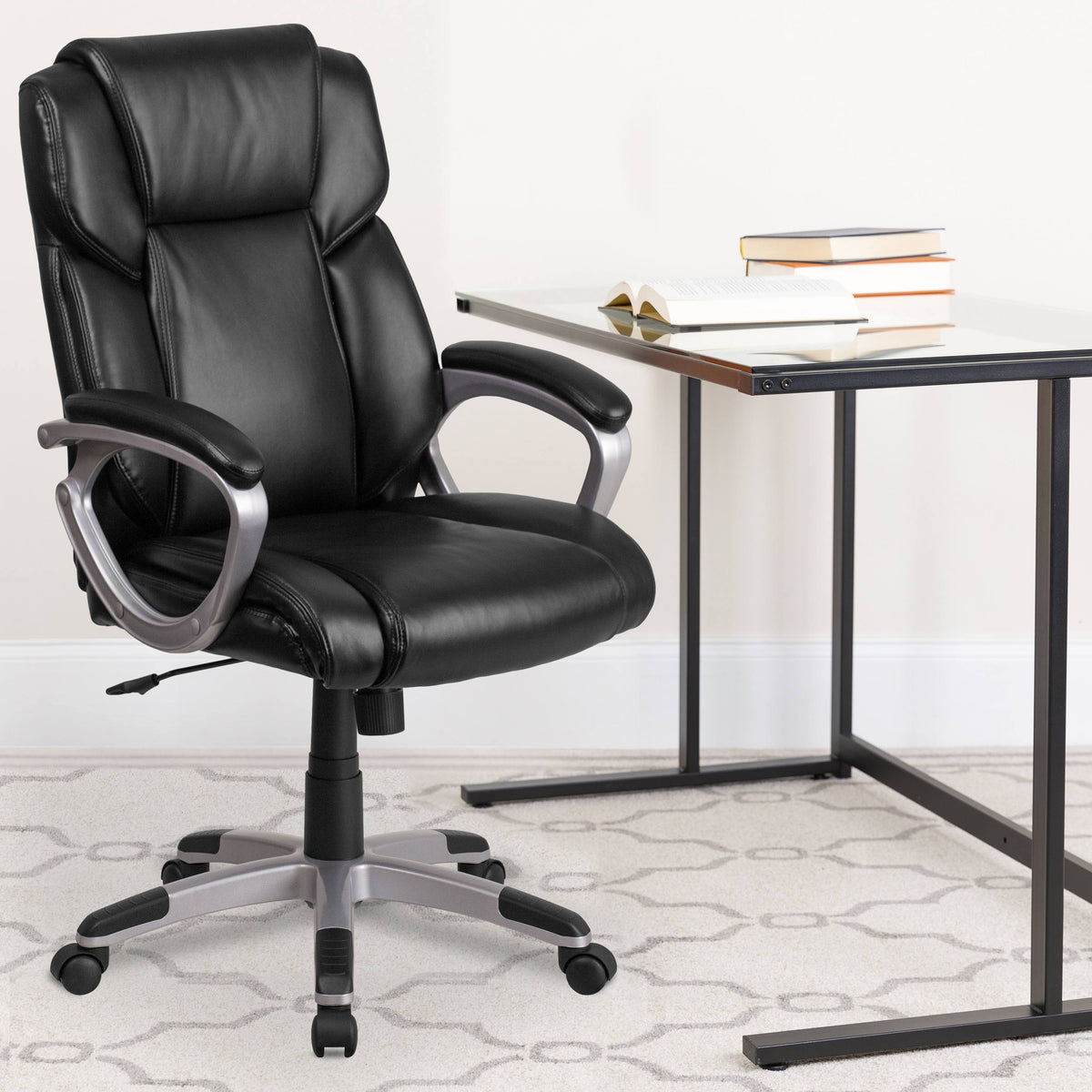 Black LeatherSoft Executive Swivel Office Chair Y319