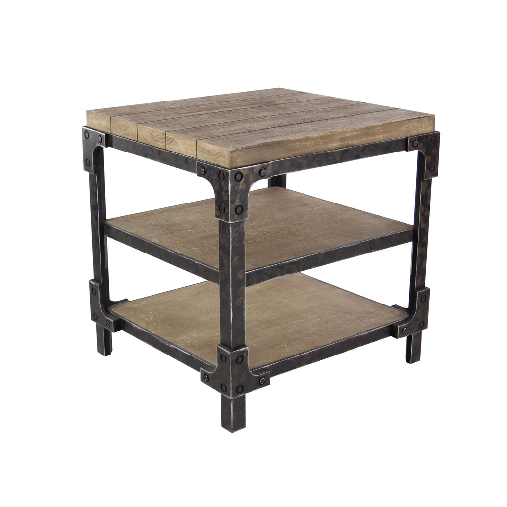 24" x 26" Brown Wood 2 Shelves Accent Table W911355