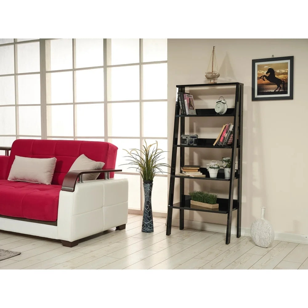 5 Tier Grey Wood Ladder Bookshelf M2159