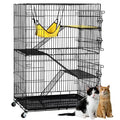48 inch Rolling Cat Playpen with 4 Tiers and Hammock A835
