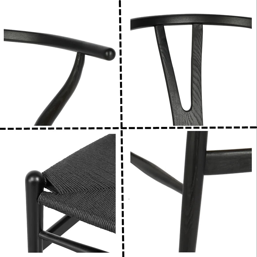 Solid Wood Dining Chair Set of 2 Black J38165