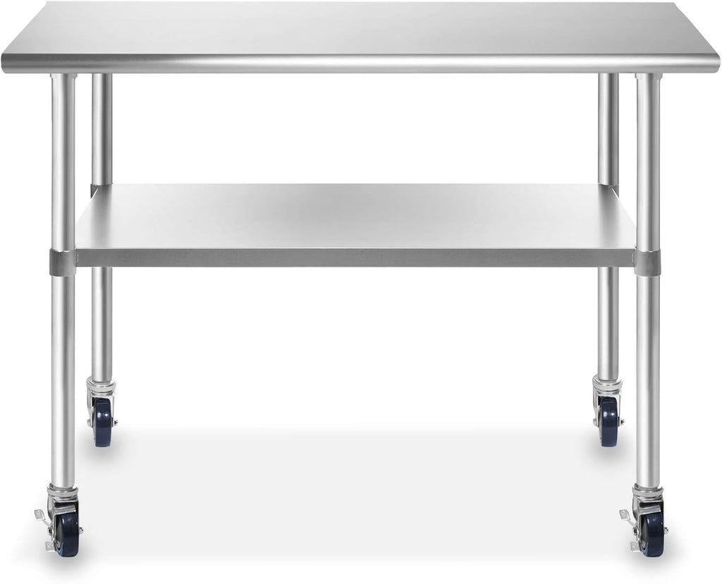 Stainless Steel Commercial Work Table with 4 Casters 48 in. x 24 in. D1135