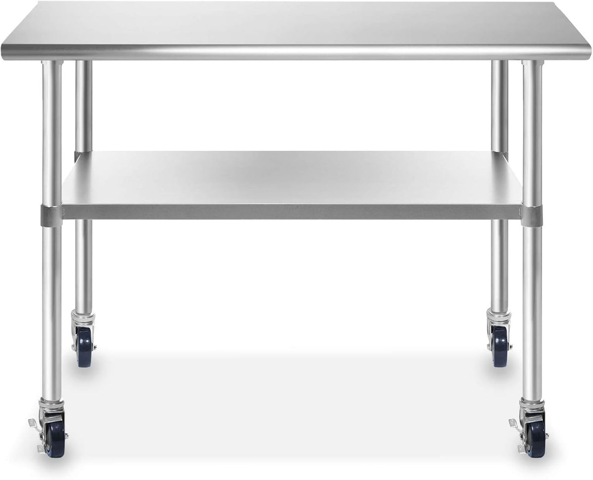 Stainless Steel Commercial Work Table with 4 Casters 48 in. x 24 in. D1135