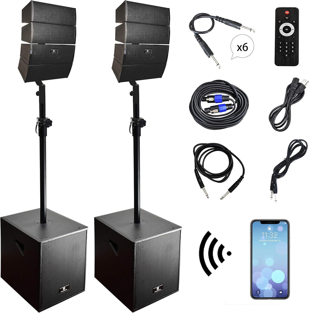 Powered PA Speaker System Combo Set with Subwoofers and Line Array Speakers S981757