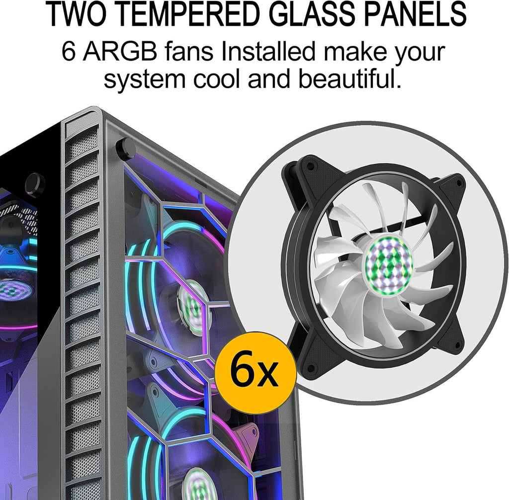 ATX Mid-Tower Case with USB3.0 Tempered Glass Panels (Black) Q775421