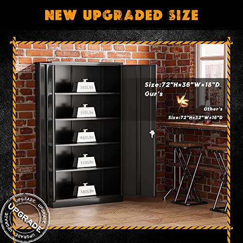 72" Metal Storage Cabinet with Lock and 4 Adjustable Shelves N4420