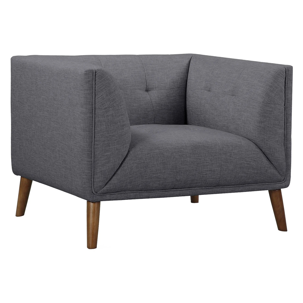 Gray Button-Tufted Linen Fabric Sofa Chair A614