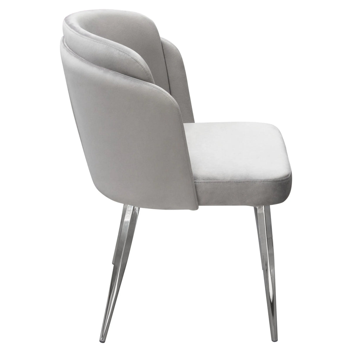 Grey Velvet Dining Chairs with Chrome Legs, Pack of 2 E443005