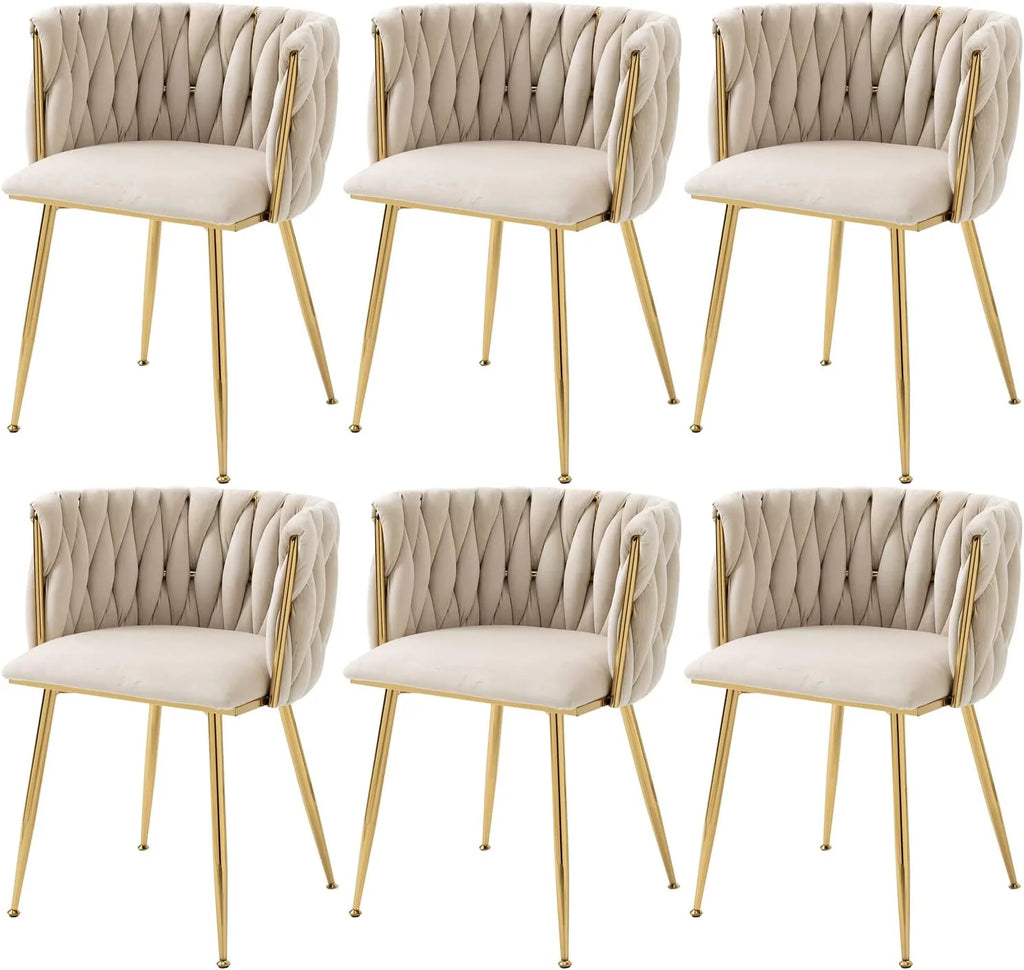 Velvet Dining Chairs Set of 6 Beige J52390