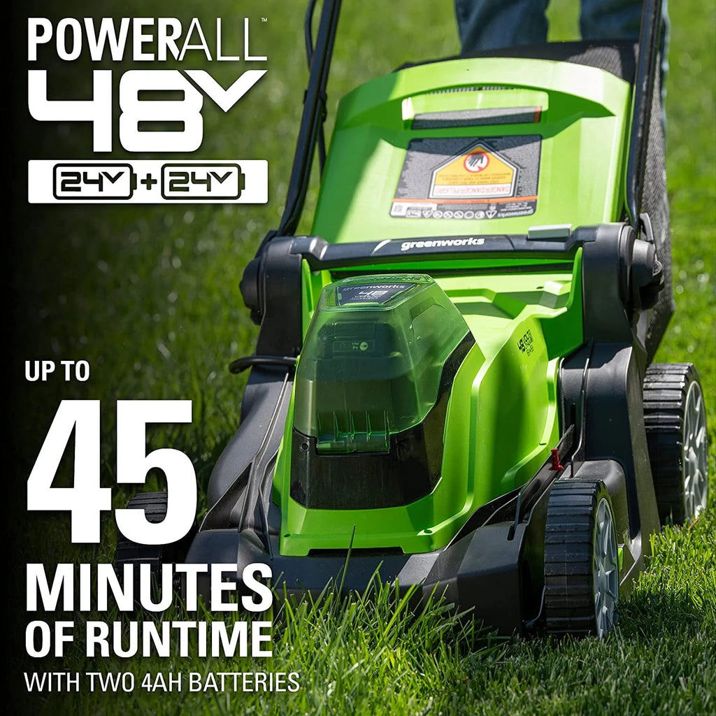 48V 17 Battery-Powered Push Lawn Mower with 2 x 24V 4Ah Batteries K412691