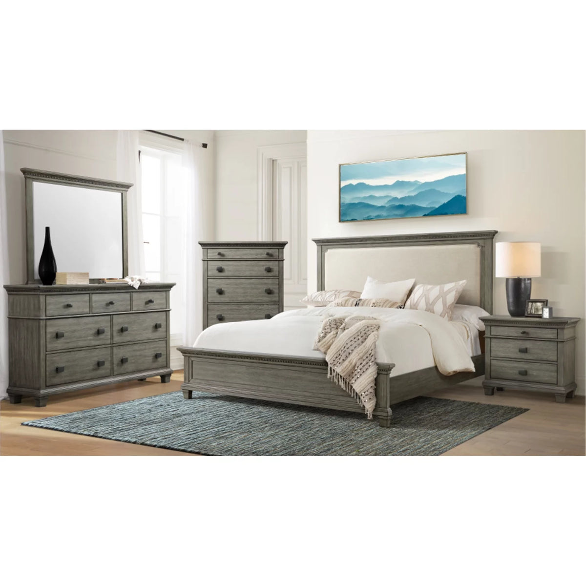 King Panel 3PC Bedroom Set in Grey G291883