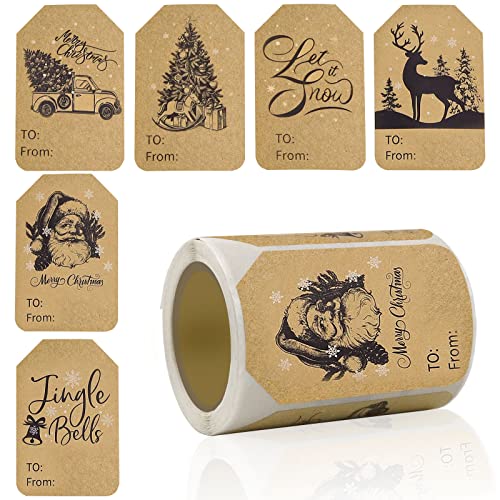 Christmas Gift Tag Stickers 2 x 3 Inch Self-Adhesive 120 Pieces S910488