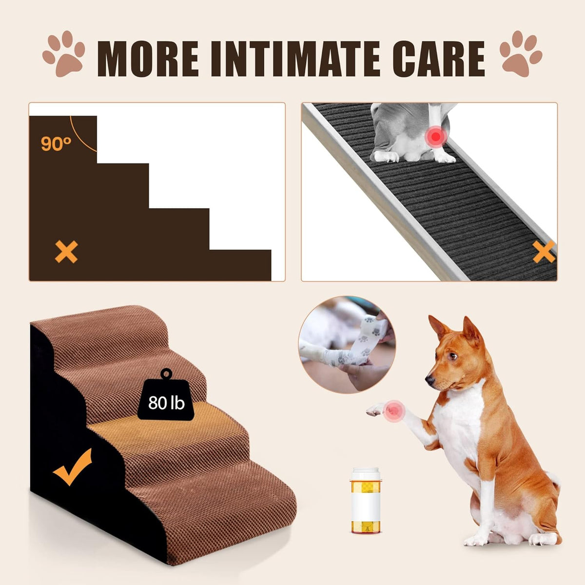 4 Tiers Non-Slip Foam Dog Stairs K958871