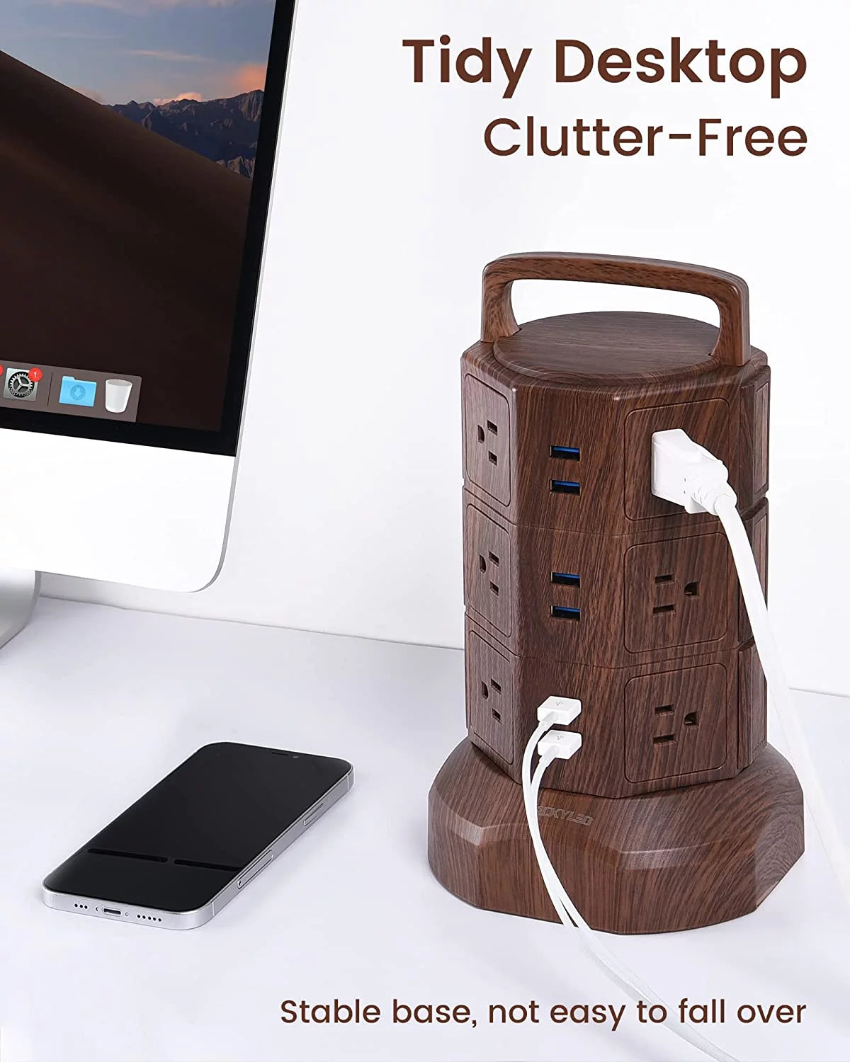 6 USB Ports 12 AC Outlets Power Strip Tower P207317