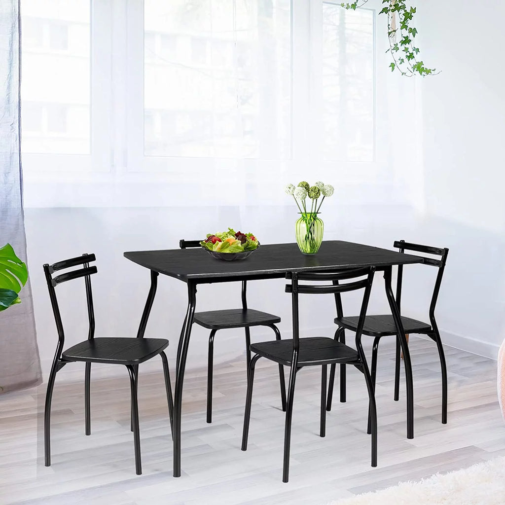 5 Piece Kitchen Dining Table Set with 4 Chairs Black Z77488