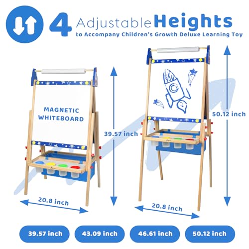 Adjustable Wooden Kids Art Easel with Whiteboard & Chalkboard Y87781