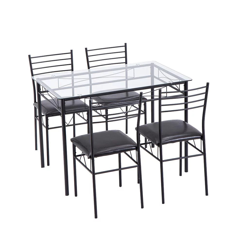 5 PC Glass Top Dining Set with 4 Chairs R737144