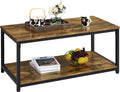2-Tier Wood Coffee Table with Storage Shelf Metal Frame N558
