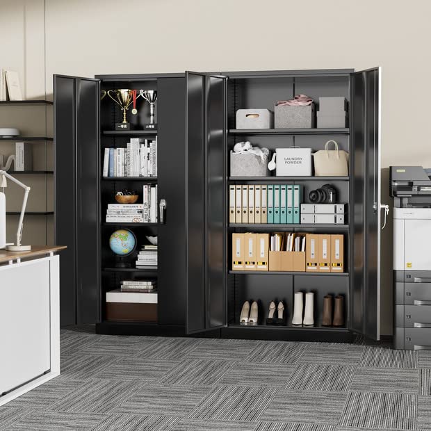 72" Metal Storage Cabinet with Lock and 4 Adjustable Shelves N4420