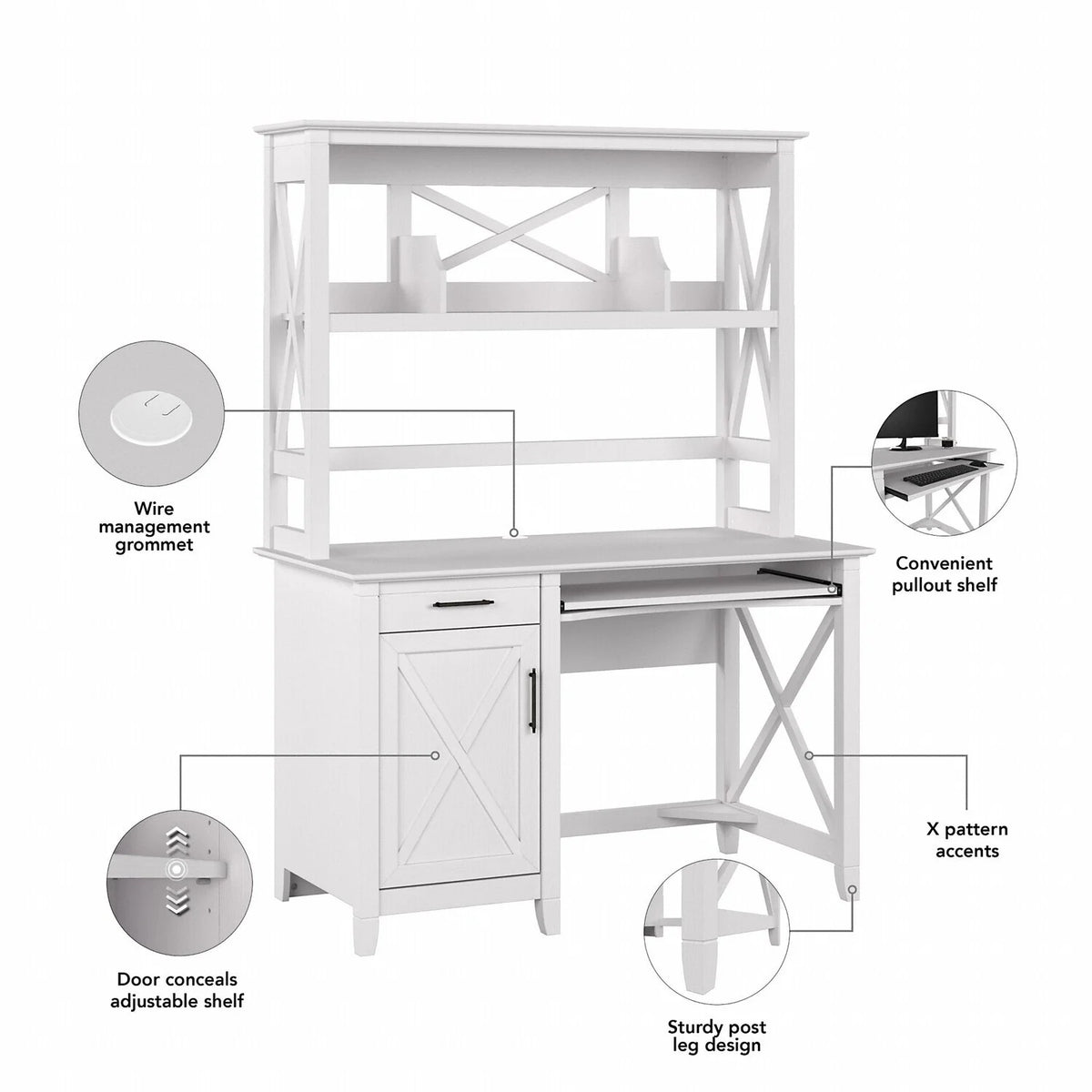 Small Computer Desk With Hutch L4505