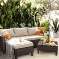 5 Pieces Wicker Rattan Outdoor Sofa Set with Ottoman D4968