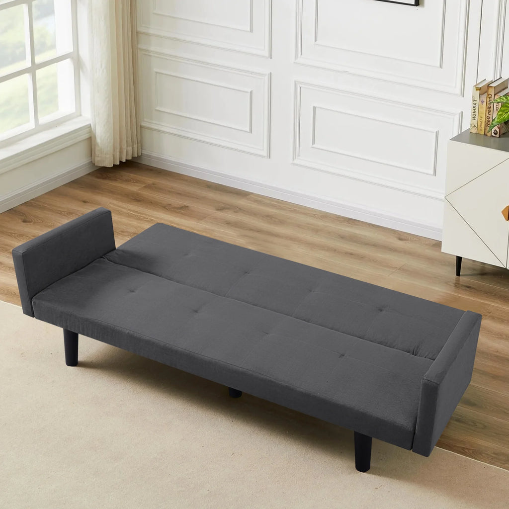 Blue Faux Suede Futon Sofa Bed Q78425
