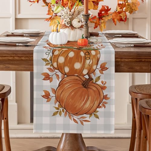 Fall Placemats Set of 4, 12 X 18 Inch Grey Blue Checkered G7588