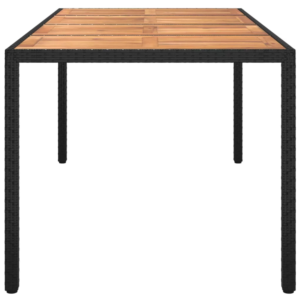 Black Poly Rattan and Acacia Wood Patio Table G67042