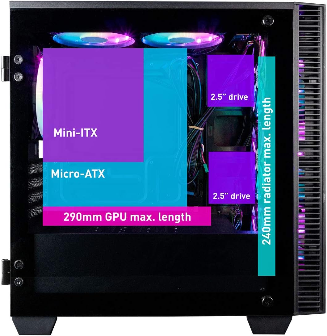 Micro ATX Gaming Desktop Case with Tempered Glass Door B484354