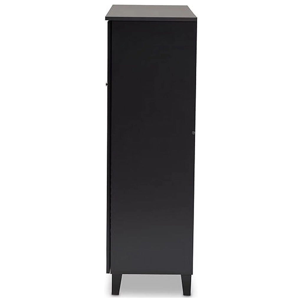 Dark Grey 11-Shelf Wood Shoe Storage Cabinet with Drawer I8462