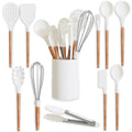 White 11 Pc Silicone Kitchen Utensils Set with Holder Z687