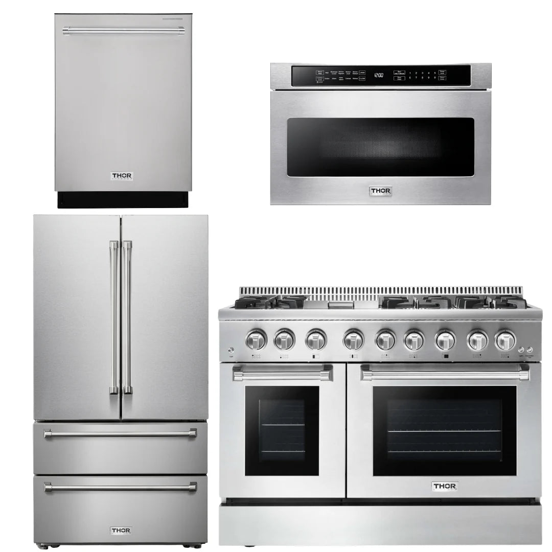 48 In. Gas Burner Electric Oven Range, Refrigerator, Dishwasher, Microwave Drawer O4885