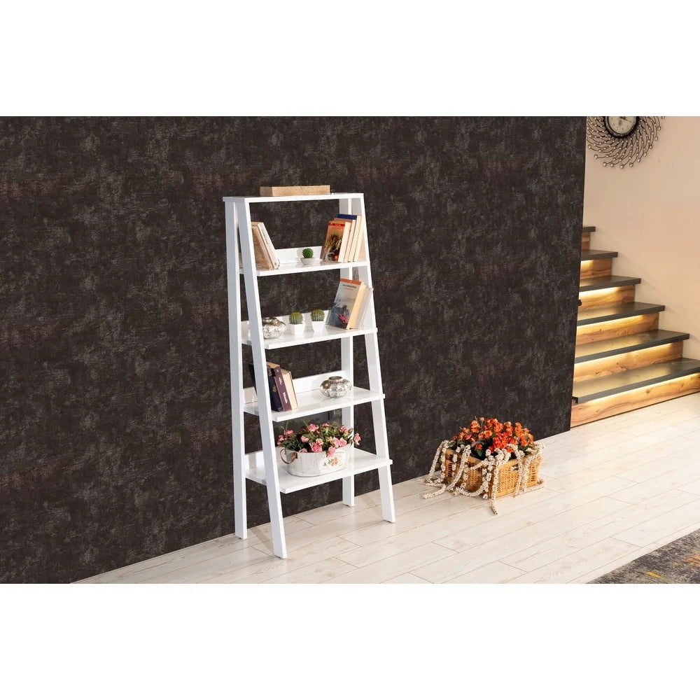 5 Tier Grey Wood Ladder Bookshelf M2159