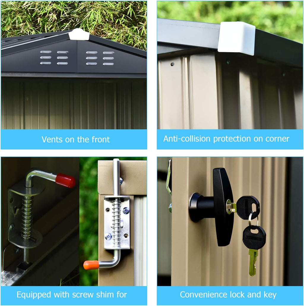 6x4 Galvanized Steel Storage Shed with Lockable Door L390905