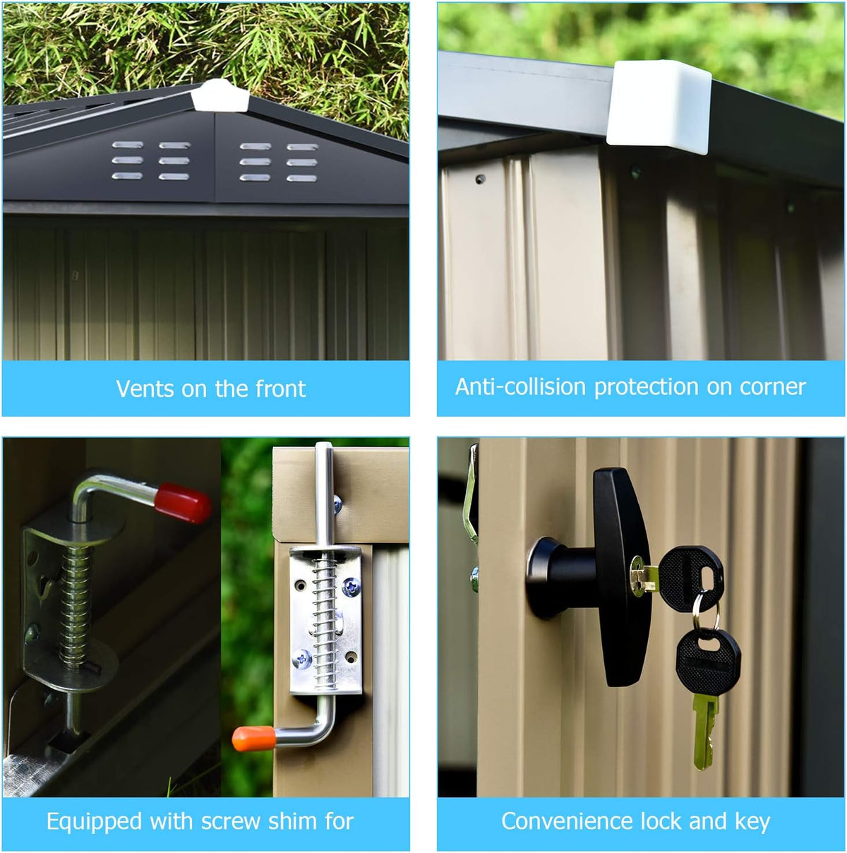 6x4 Galvanized Steel Storage Shed with Lockable Door L390905