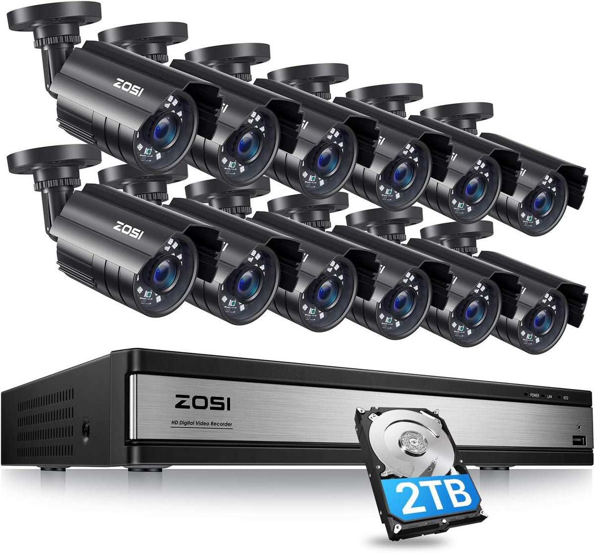 1080p 16 Channel Security Camera System with 2TB Hard Drive and 16 Bullet Cameras V777646