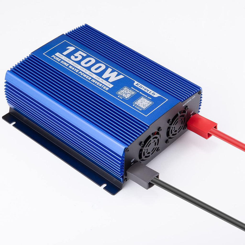 1500W Pure Sine Wave Power Inverter 12V DC to 110V AC with Bluetooth G431