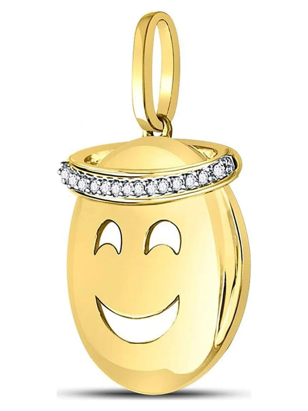 10kt Yellow Gold Round Diamond Smiley Face Pendant R270