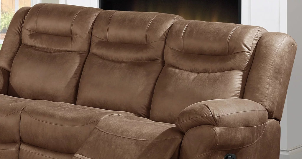 Dark Brown Leatherette Motion Sofa Loveseat 2pcs A975182