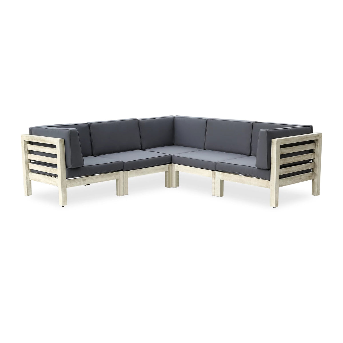 5 Piece Acacia Wood Sectional Sofa Set with Cushions T837307