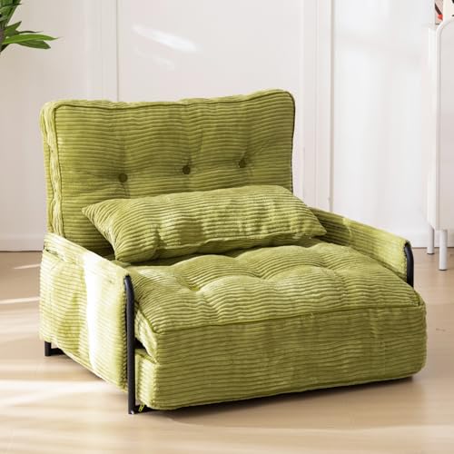 Beige Adjustable Floor Sofa with 2 Pillows N79280
