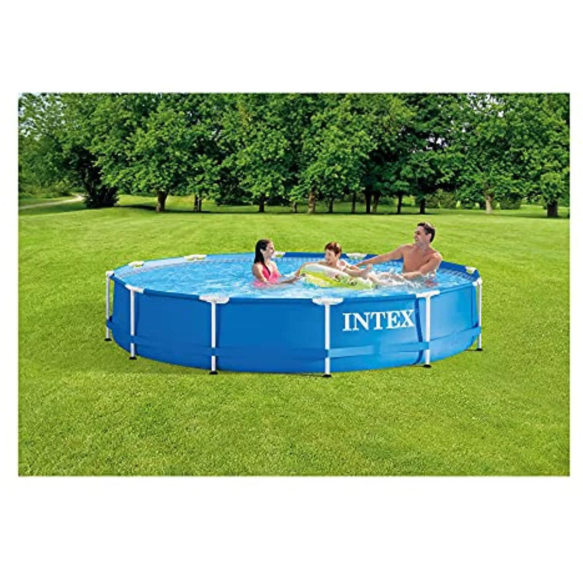 12 Ft x 30 Inches Metal Frame Above Ground Swimming Pool with Filter & Cover V598