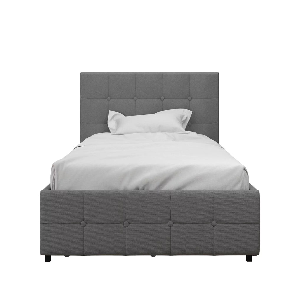 Gray Linen Tufted Upholstered Storage Bed Frame C629
