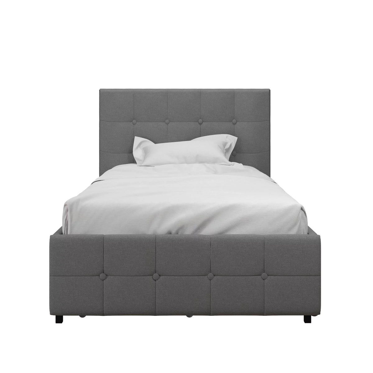 Gray Linen Tufted Upholstered Storage Bed Frame C629