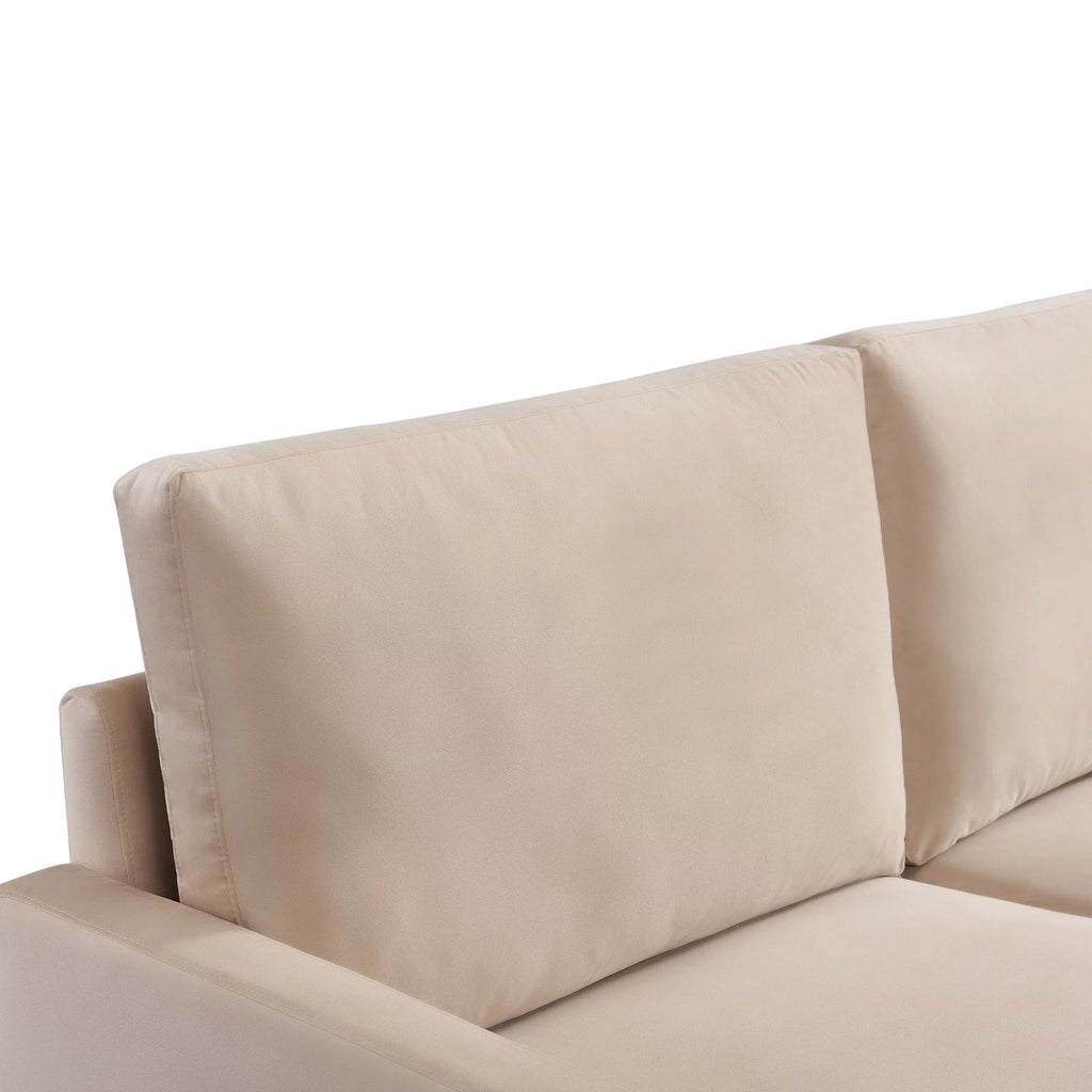 69 Inches Beige Velvet Upholstered Sofa E399494