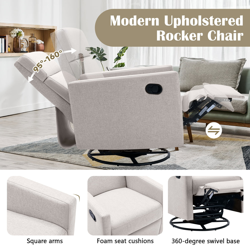 Tan Upholstered Swivel Recliner Chair L701